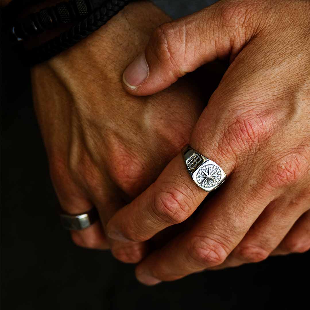 COMPASS SIGNET RING (SØLV)