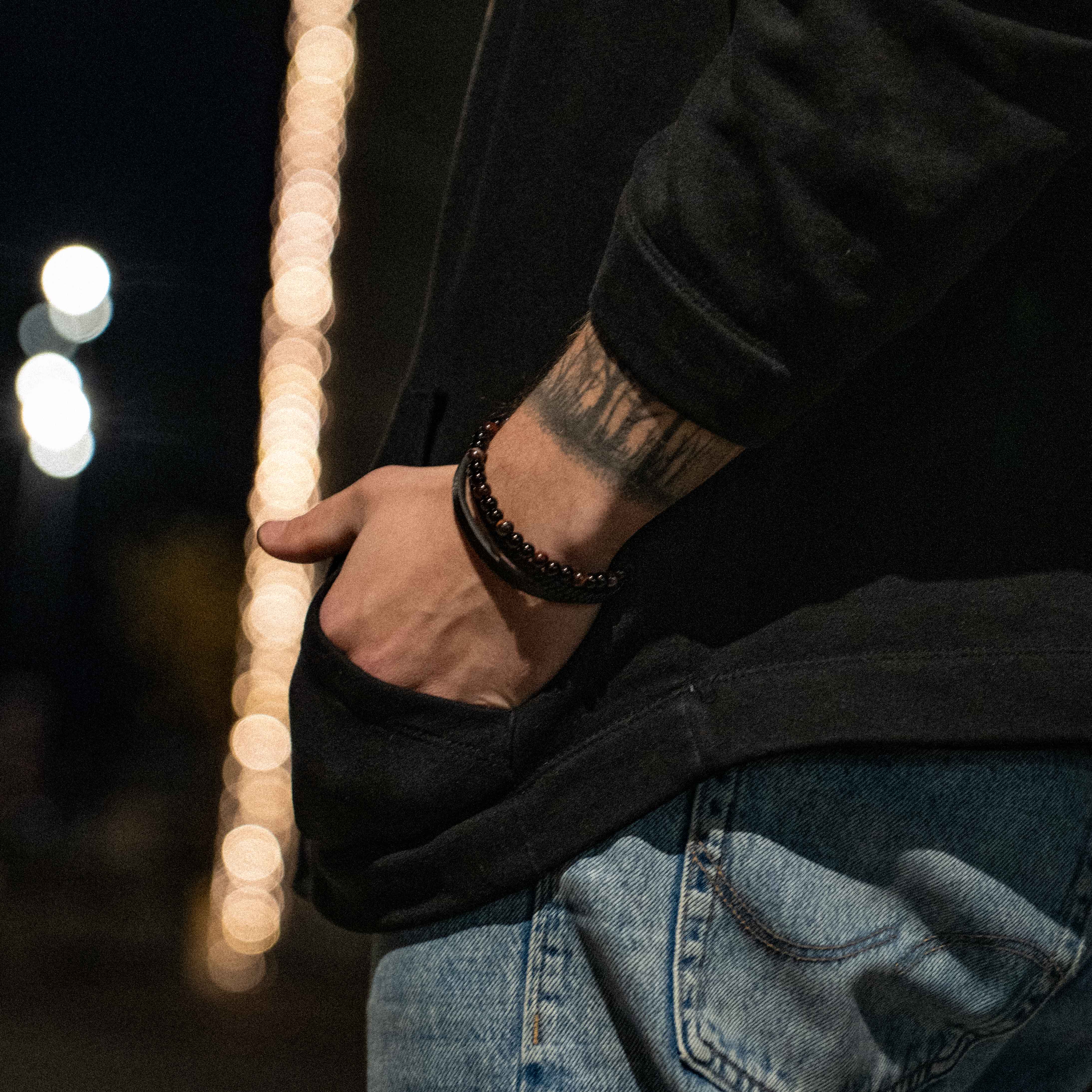 Jorgmundr Læder og Perle Armbånd