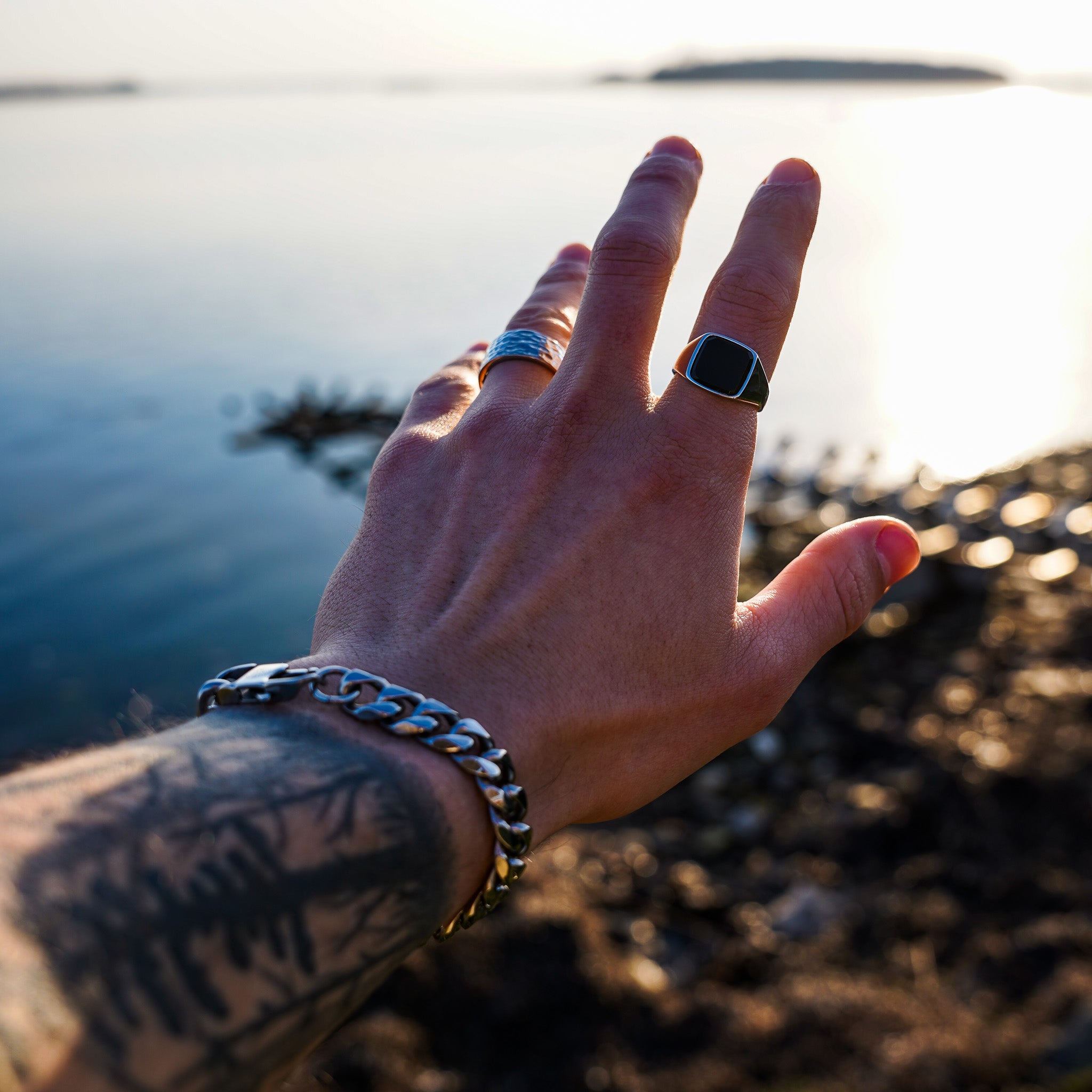 Sequence Oversize armbånd - Sølvtonet