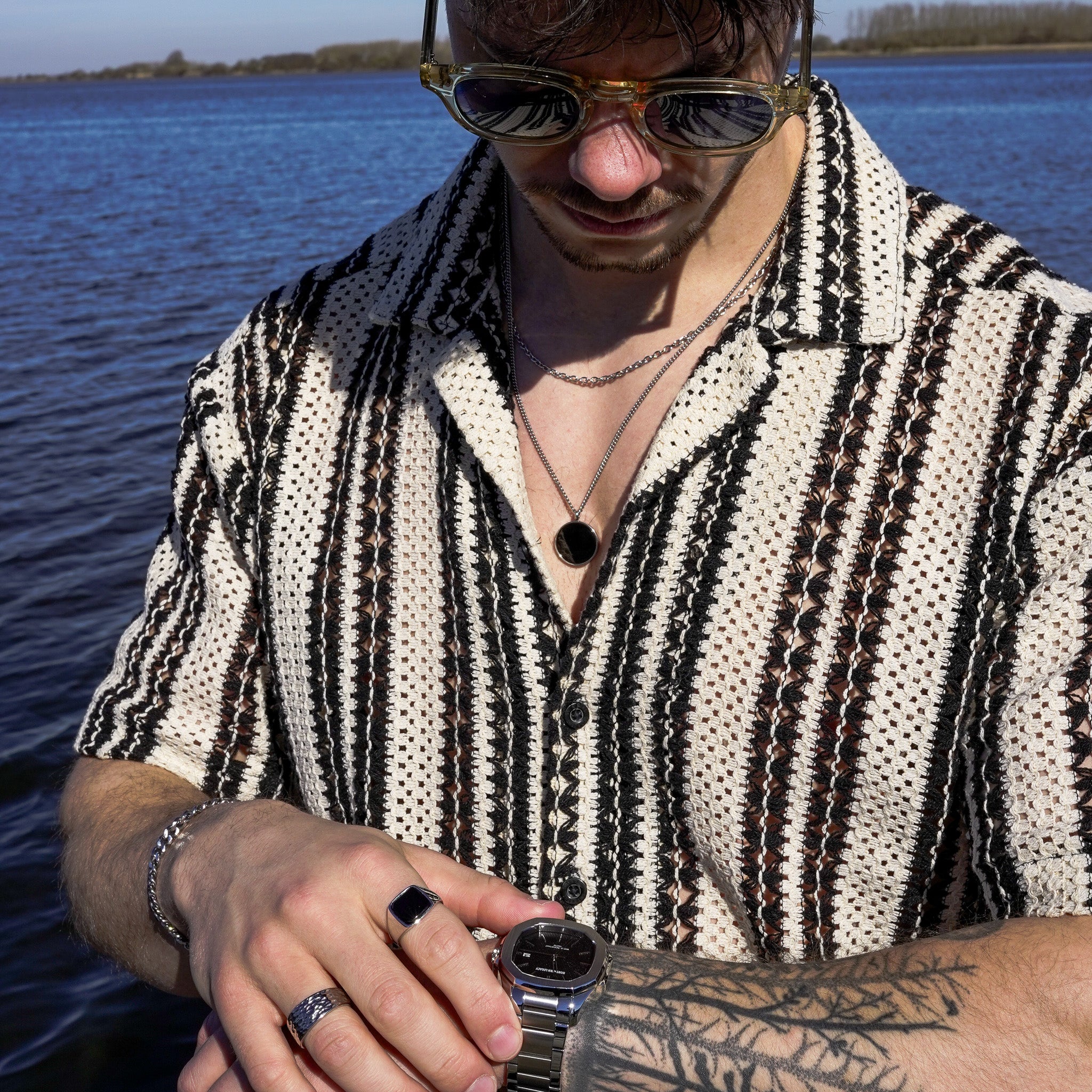 Black Onyx halskæde - Sølvtonet