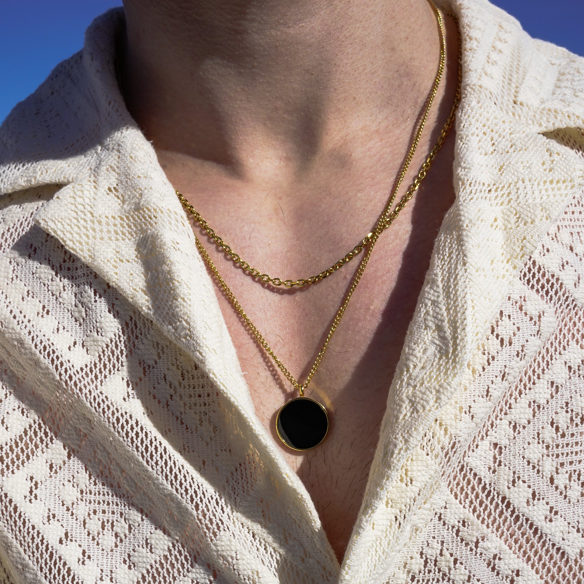 Black Onyx halskæde - Guldtonet