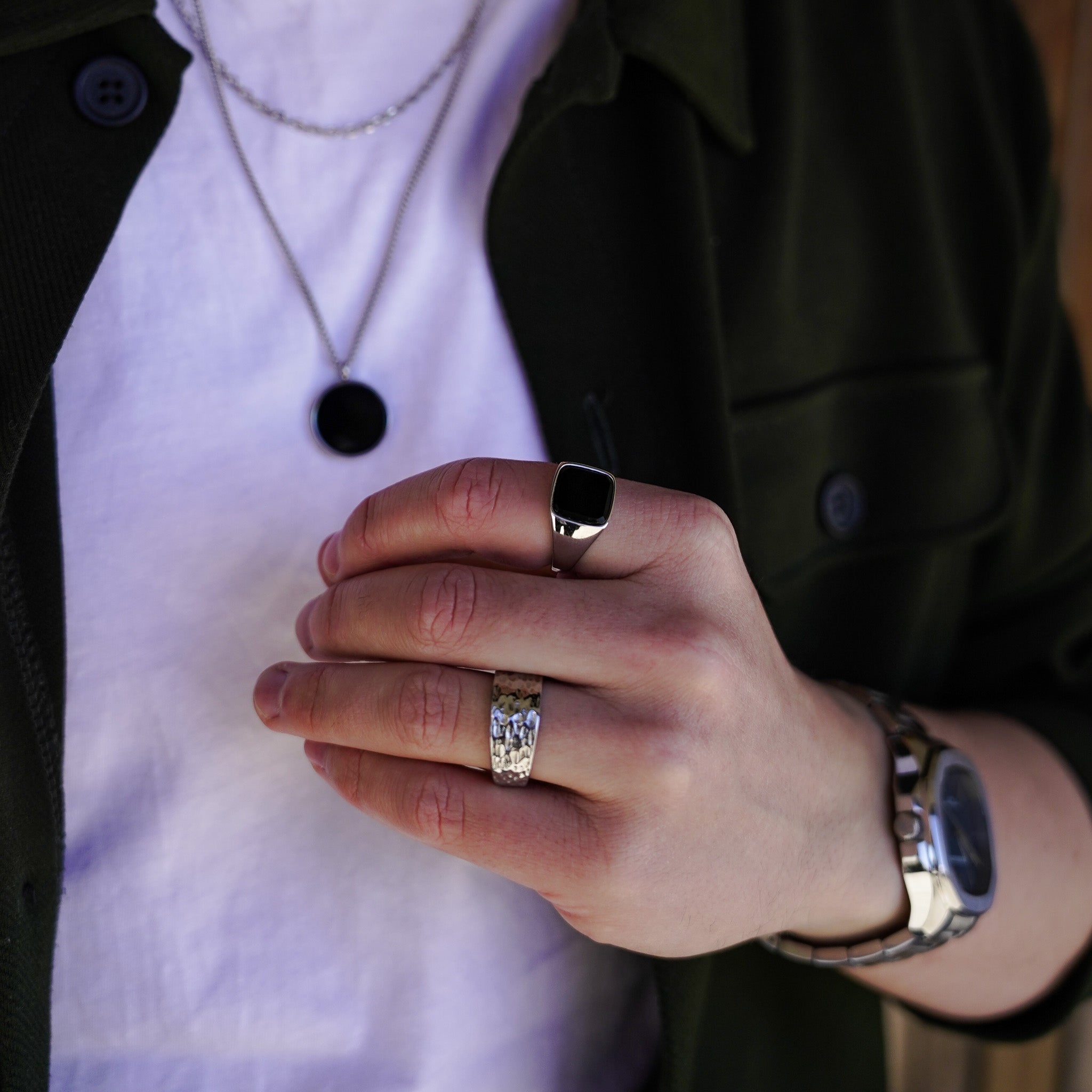 Black Onyx Signature - Sølvtonet ring