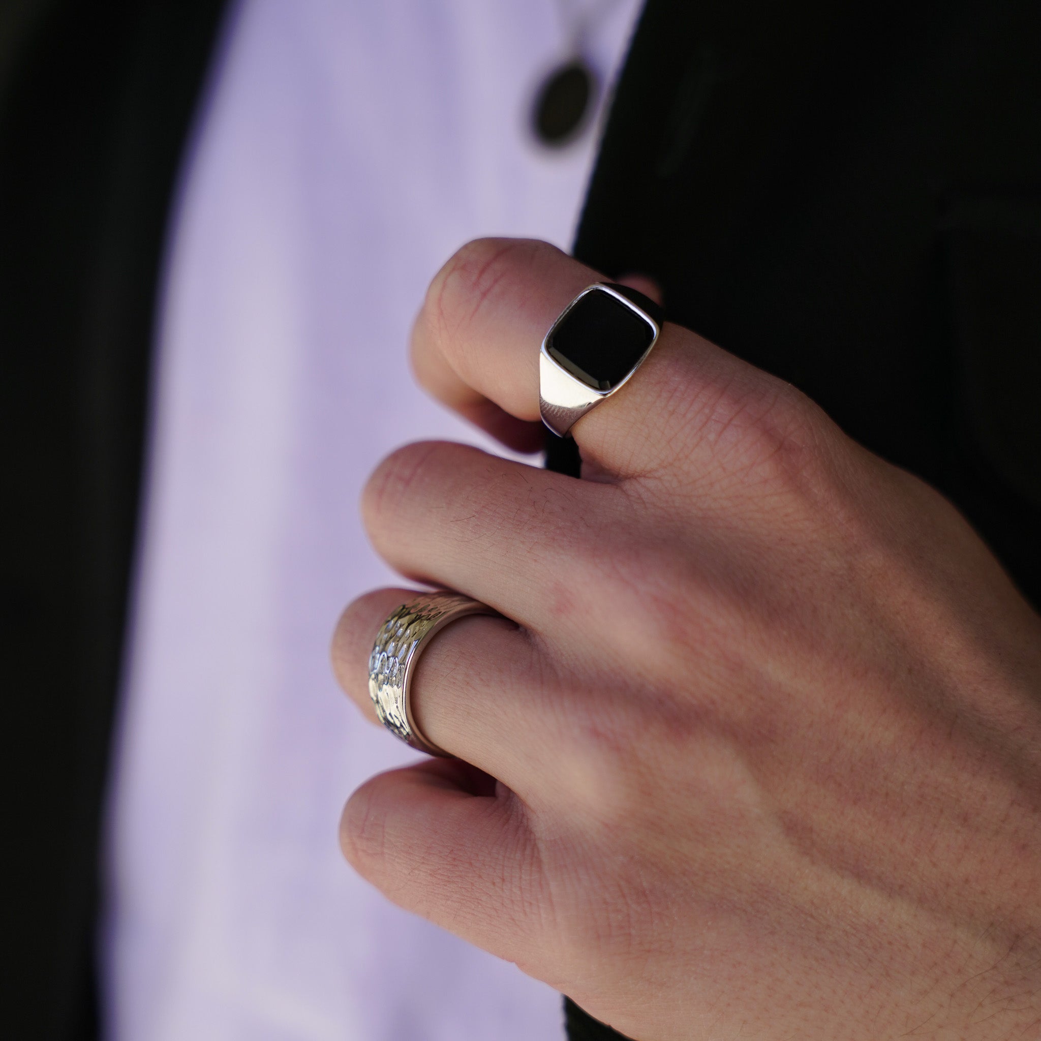 Black Onyx Signature - Sølvtonet ring