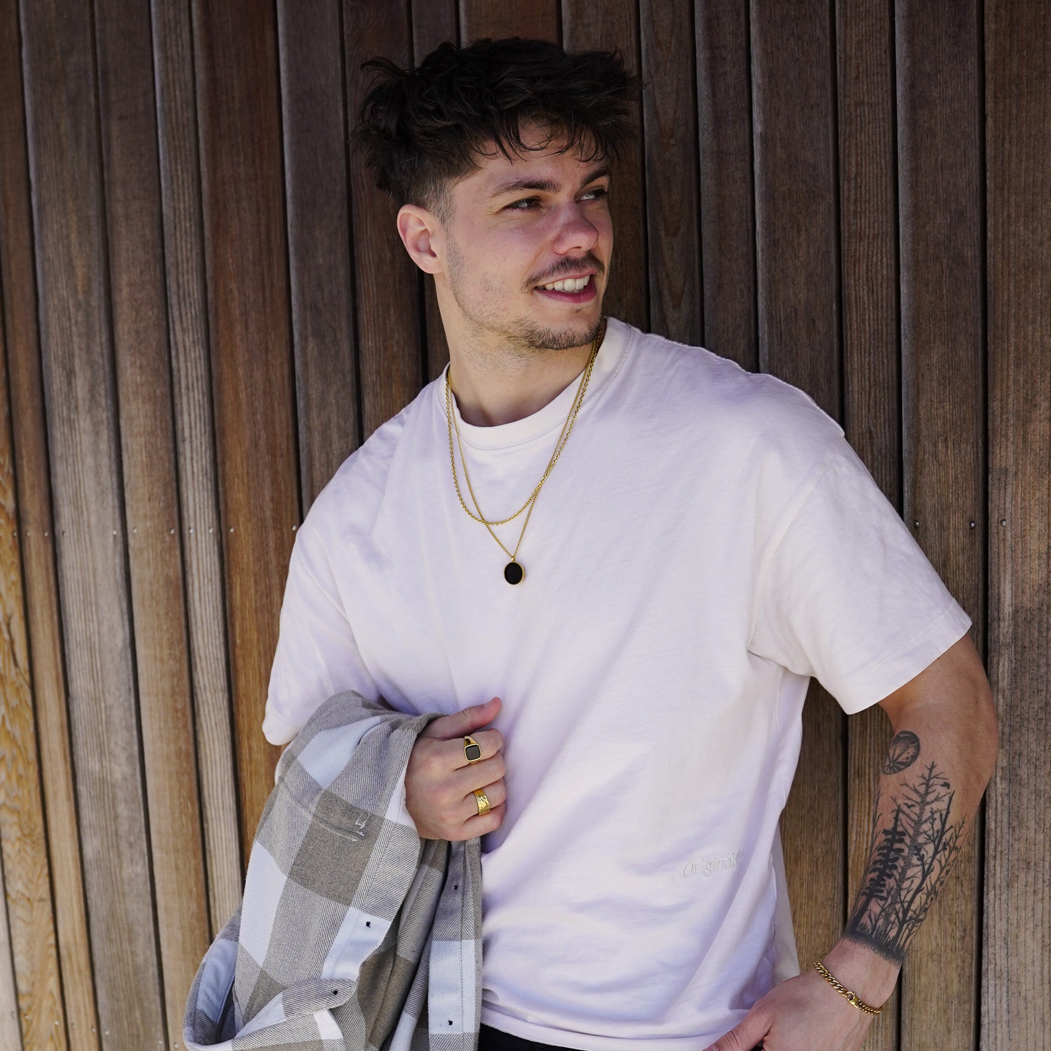 Black Onyx halskæde - Guldtonet