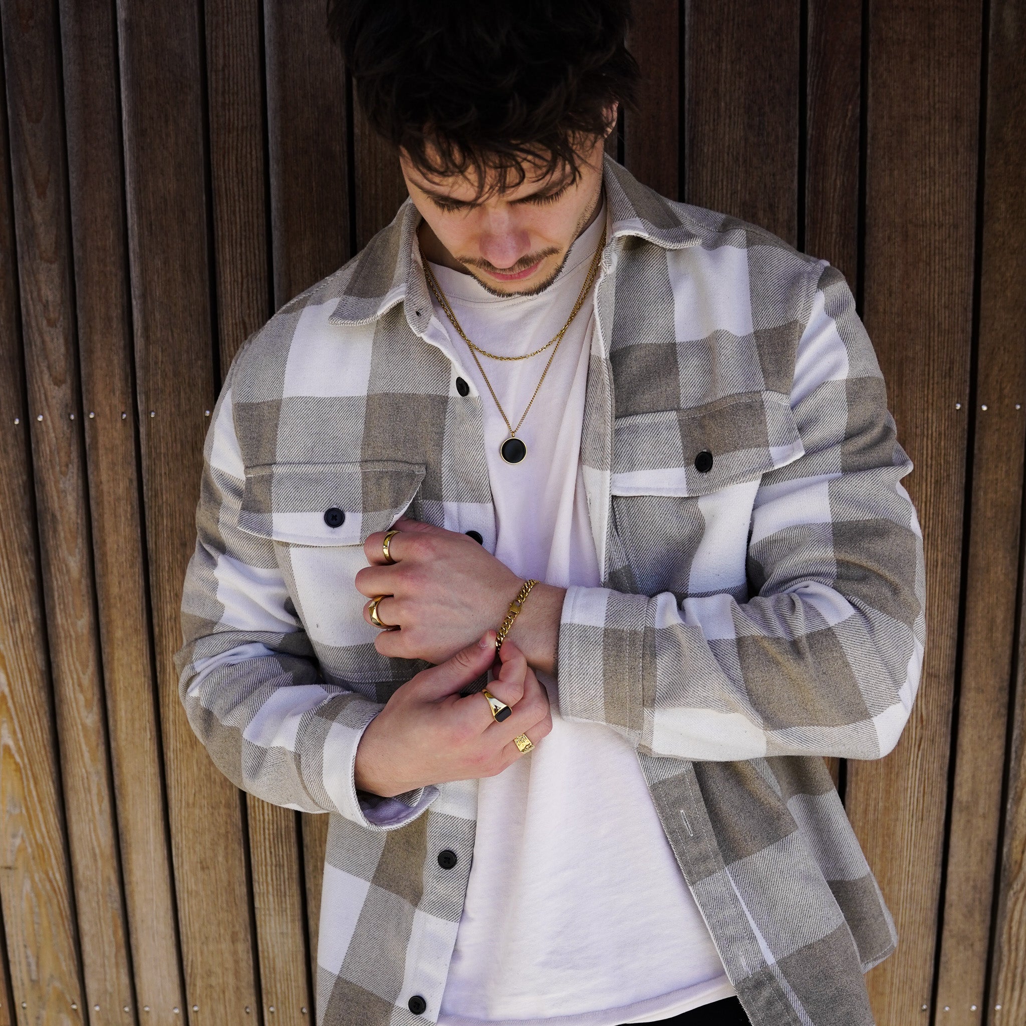 Black Onyx halskæde - Guldtonet