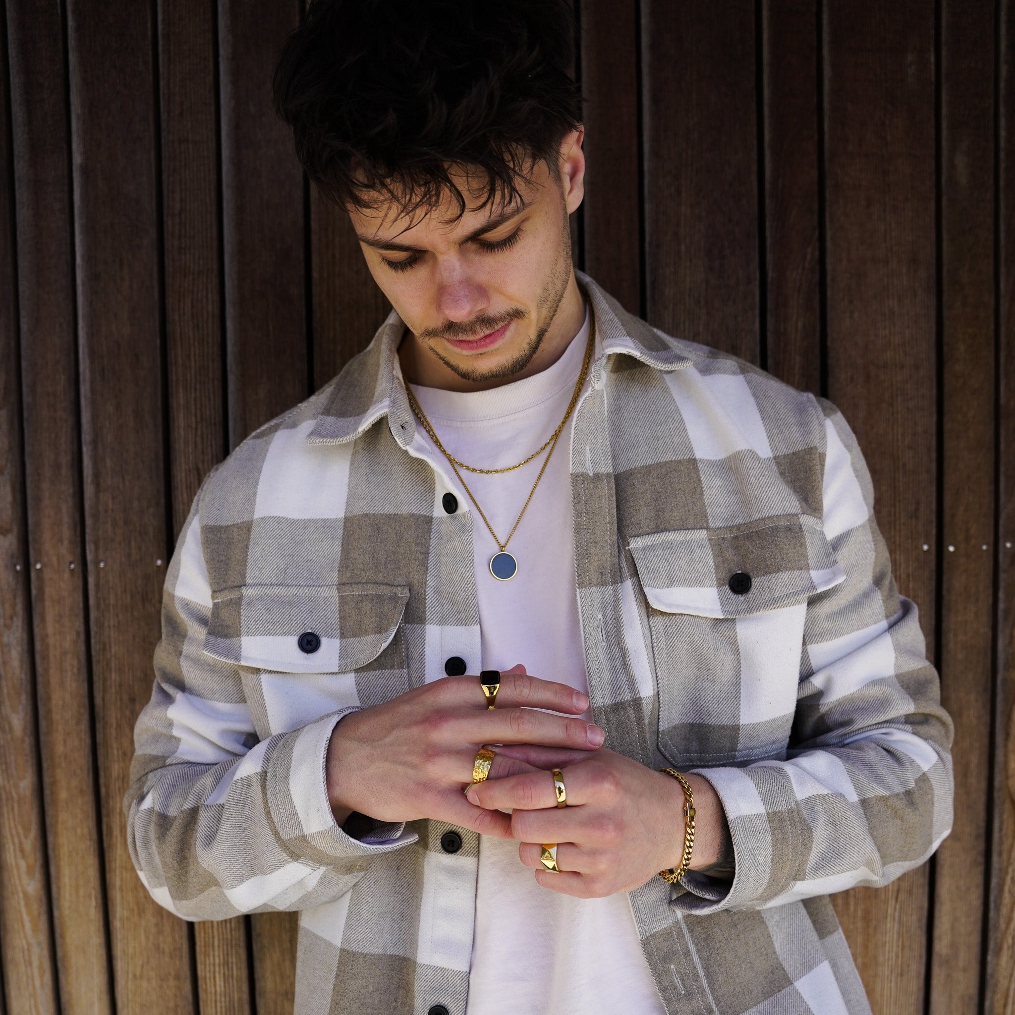 Hammered Signature - Guldtonet ring