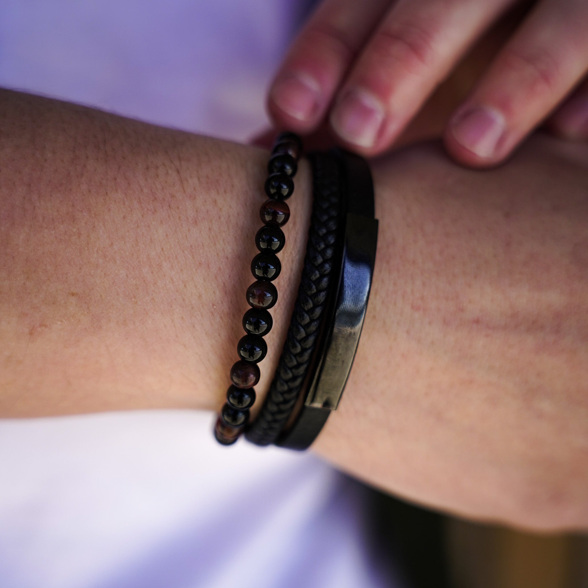 Jorgmundr Læder og Perle Armbånd