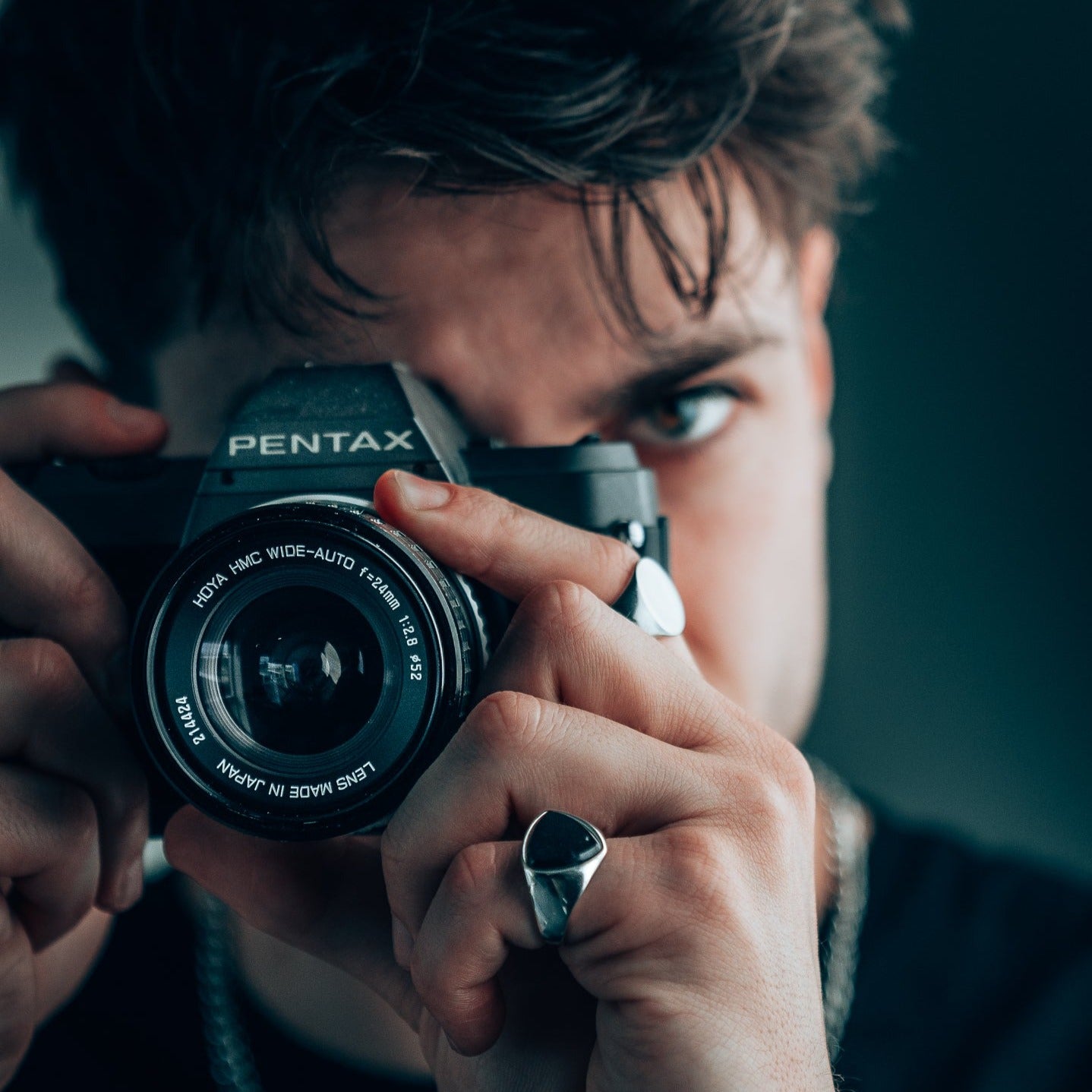 Black Onyx Polygon Signature - Sølvtonet ring