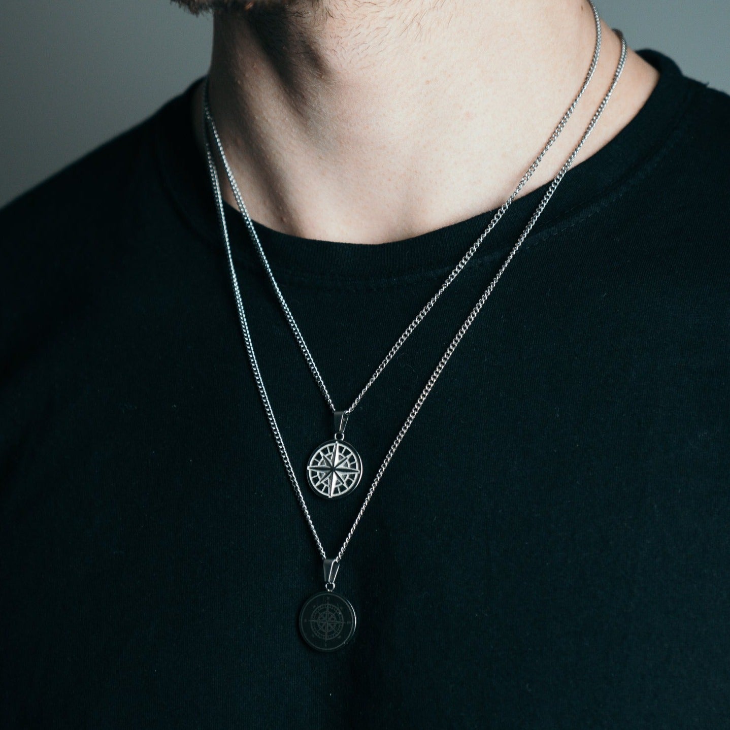 Compass halskæde - Sølvtonet