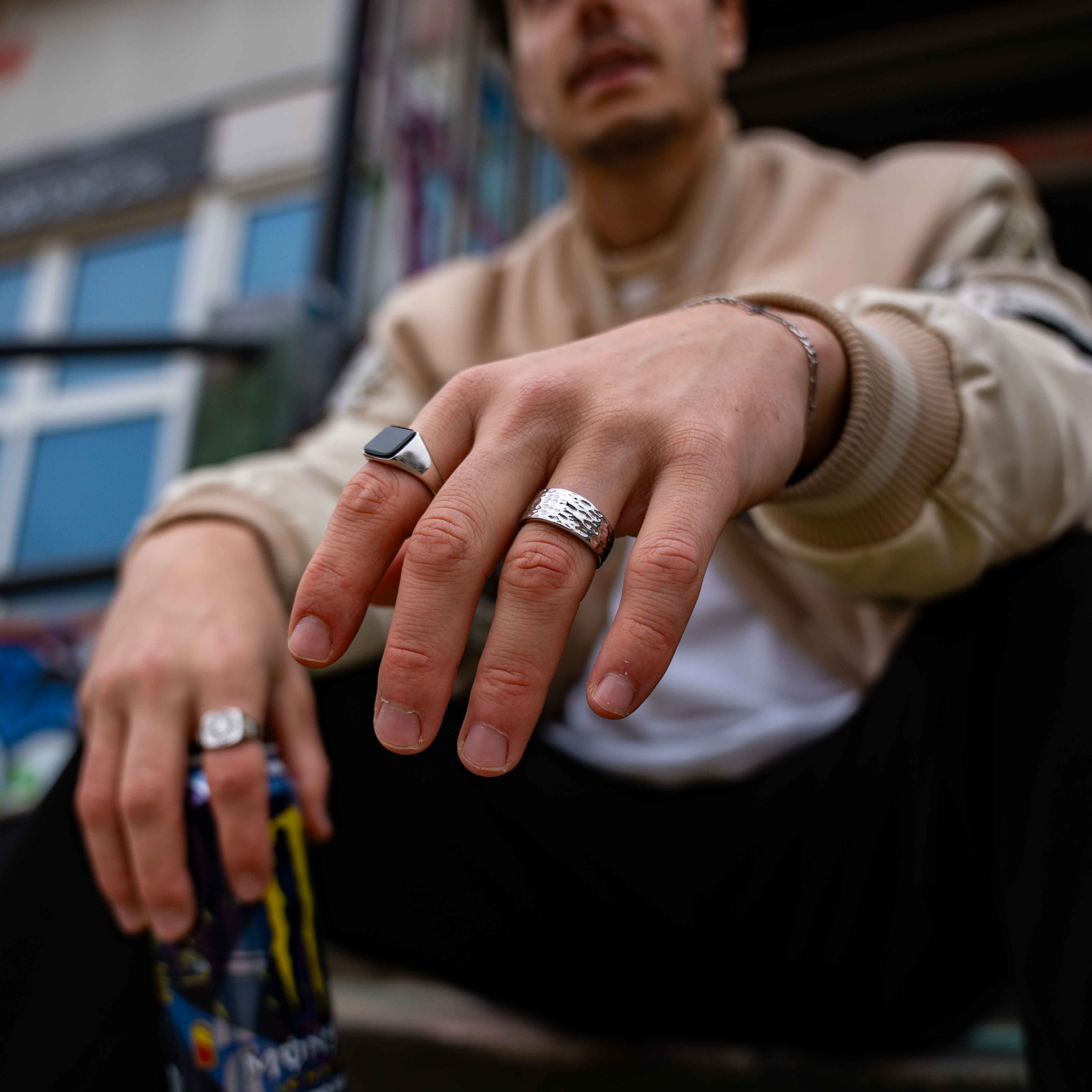 Black Onyx Signature - Sølvtonet ring