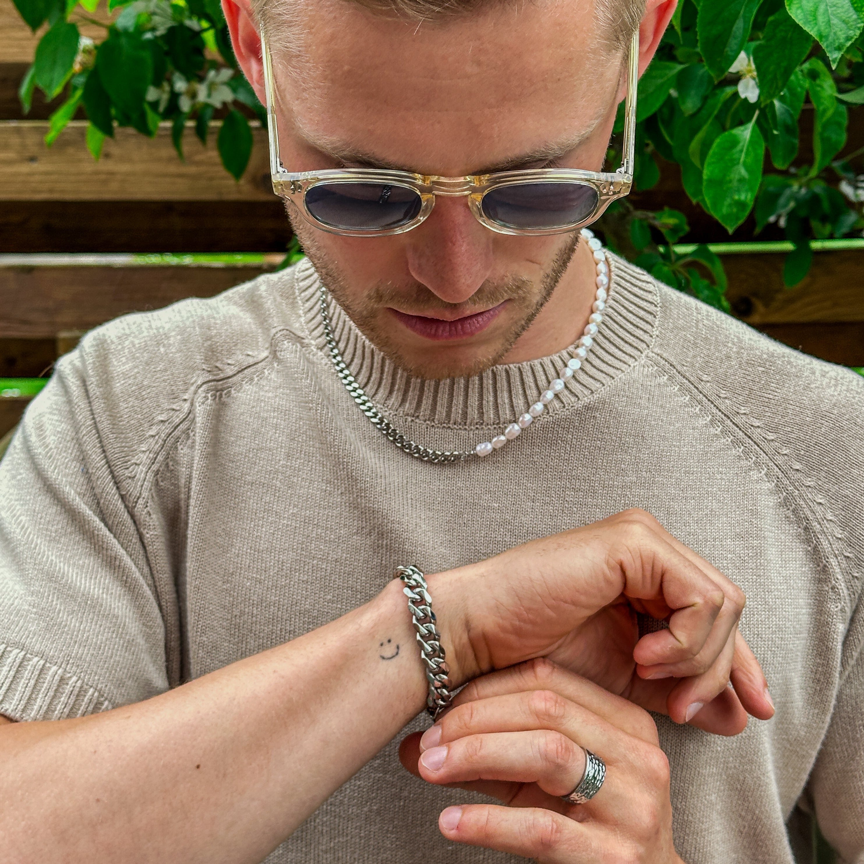 Sequence Oversize armbånd - Sølvtonet