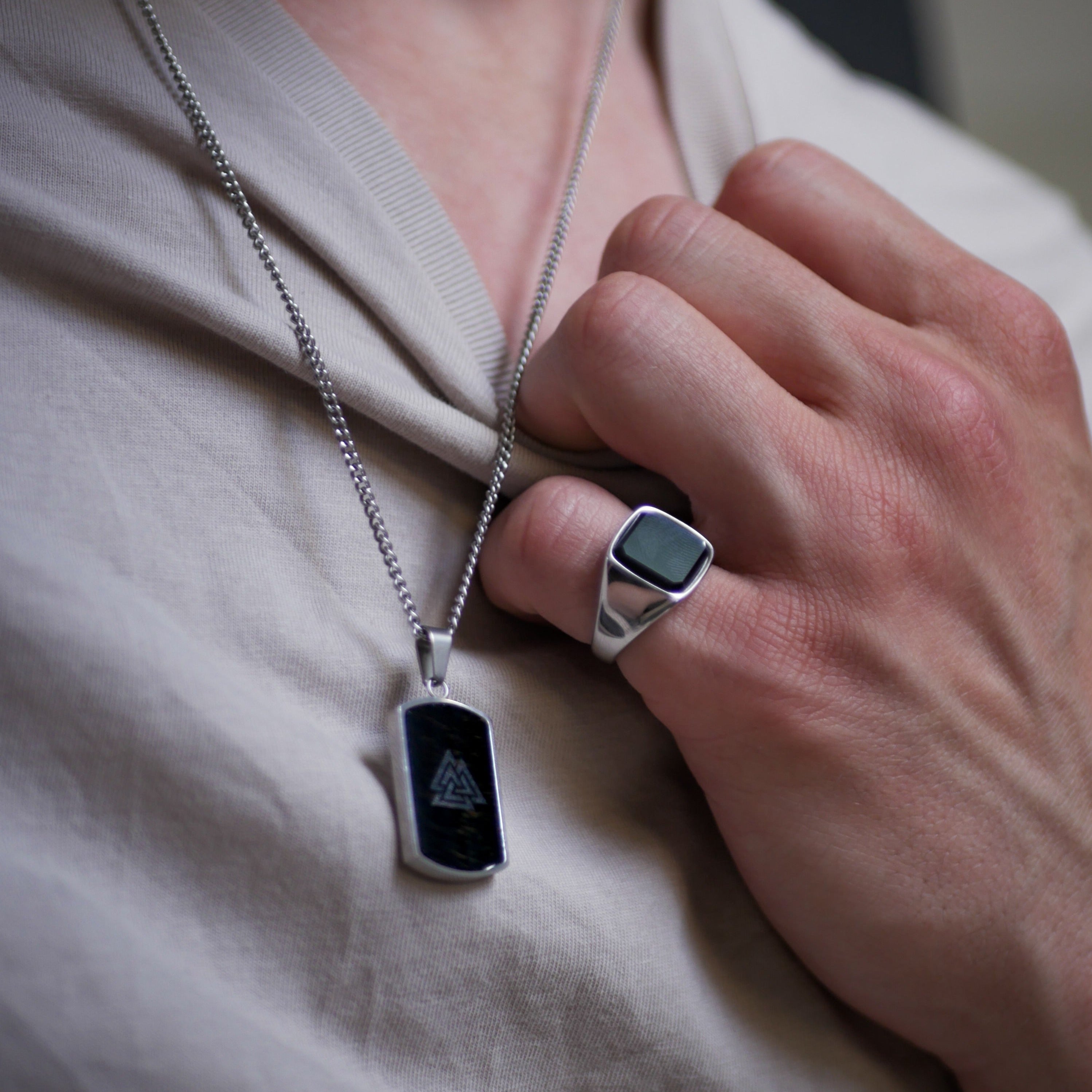 Black Onyx Signature - Sølvtonet ring