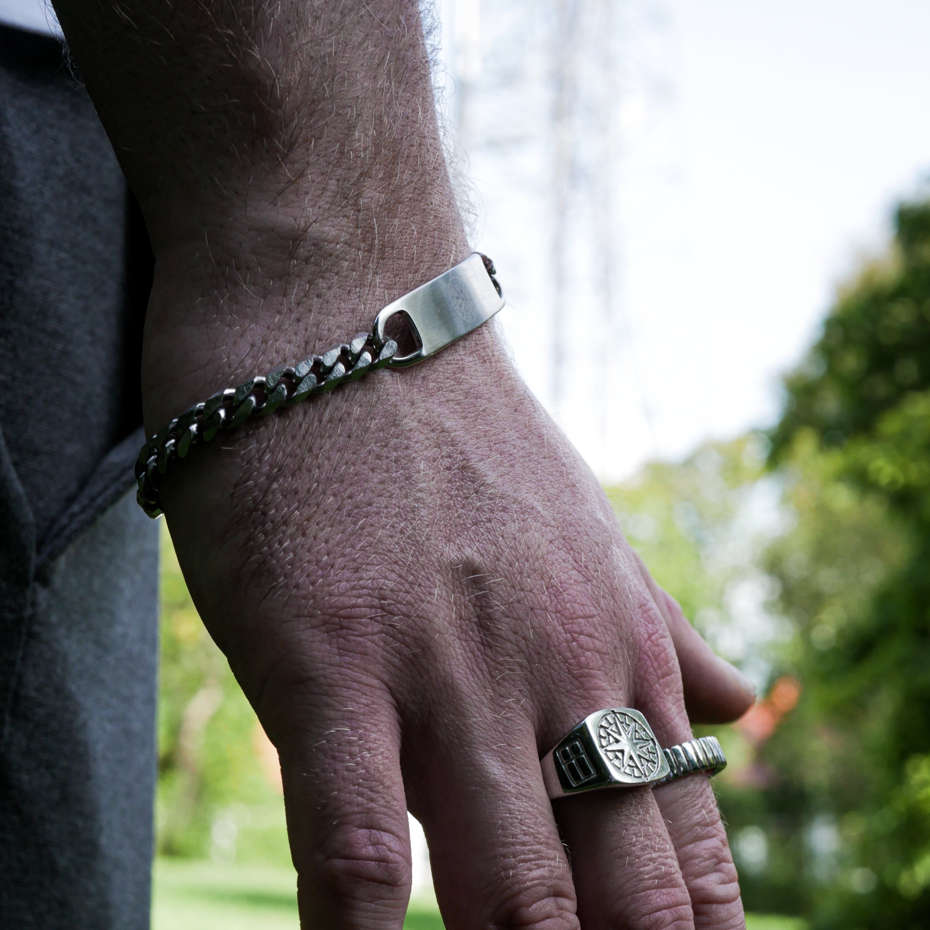 Sequence Tag armbånd - Sølvtonet