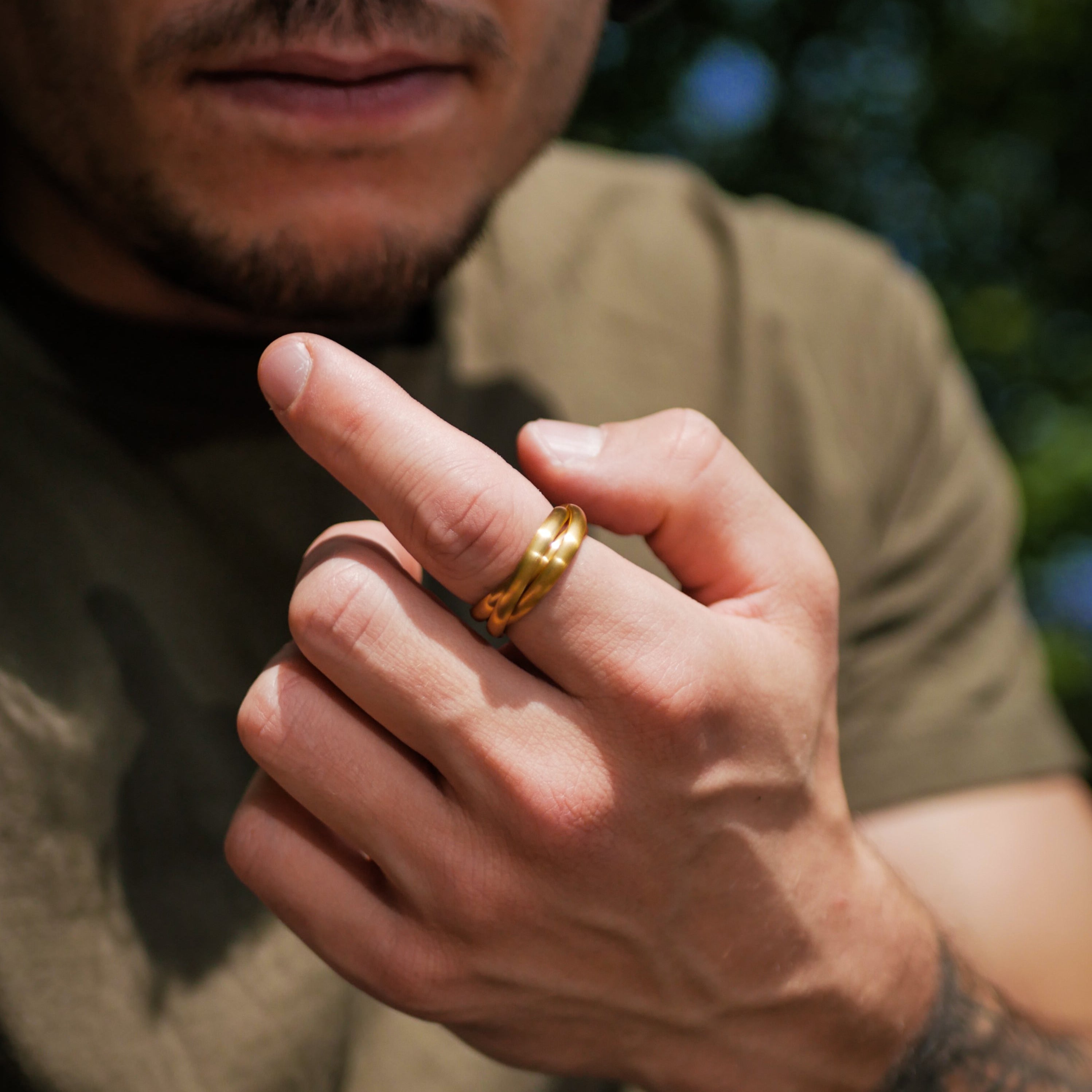 Helix band ring - Guldtonet