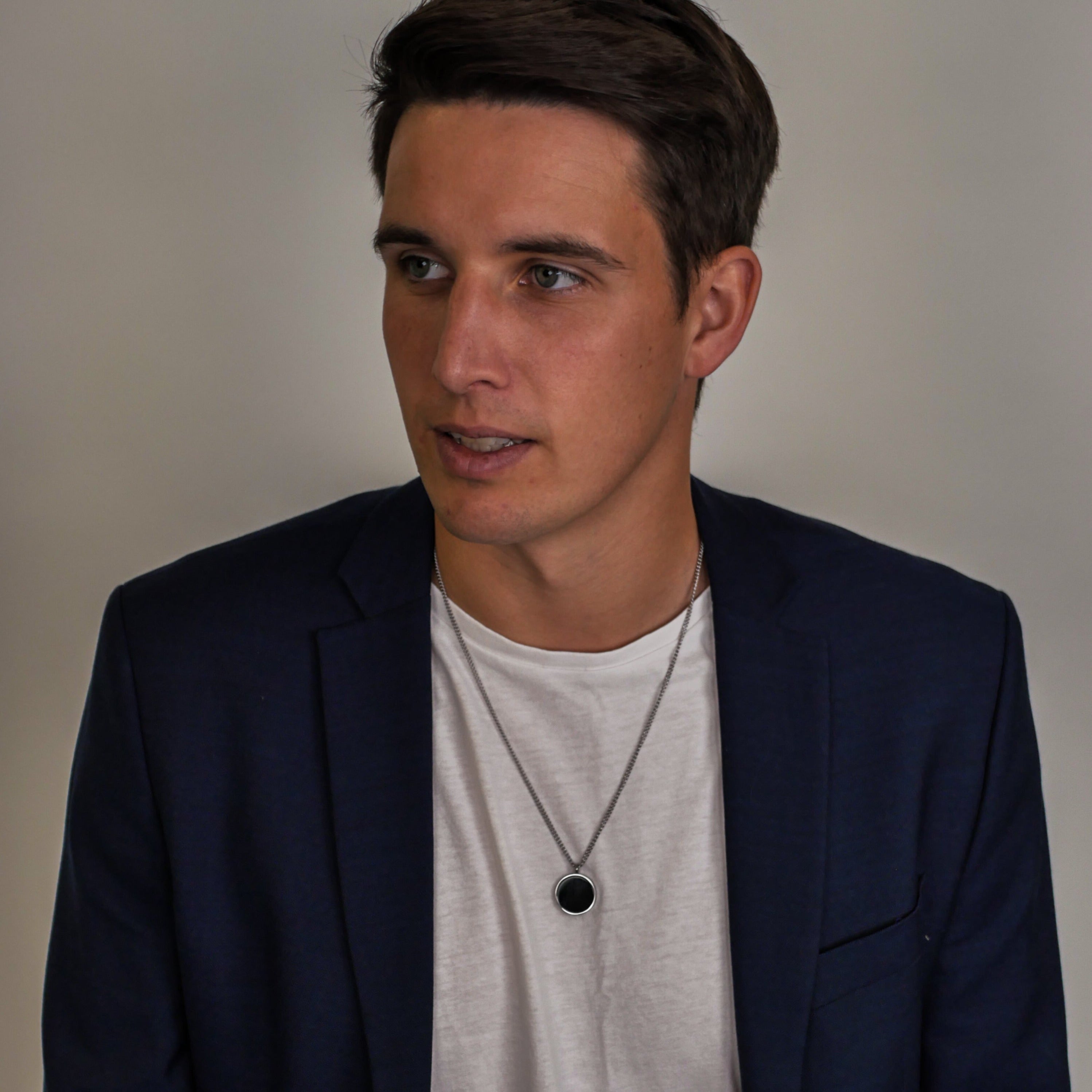 Black Onyx halskæde - Sølvtonet