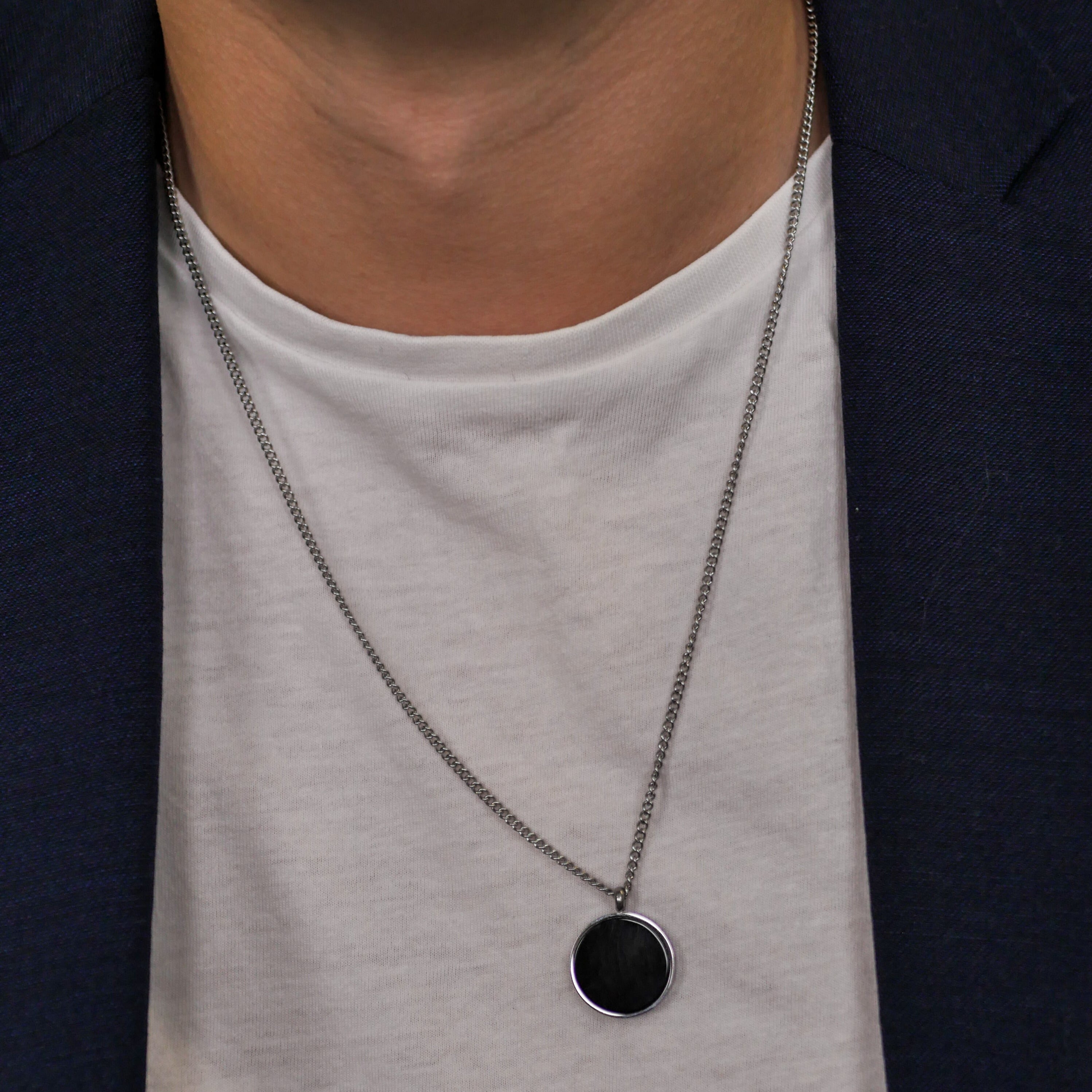 Black Onyx halskæde - Sølvtonet