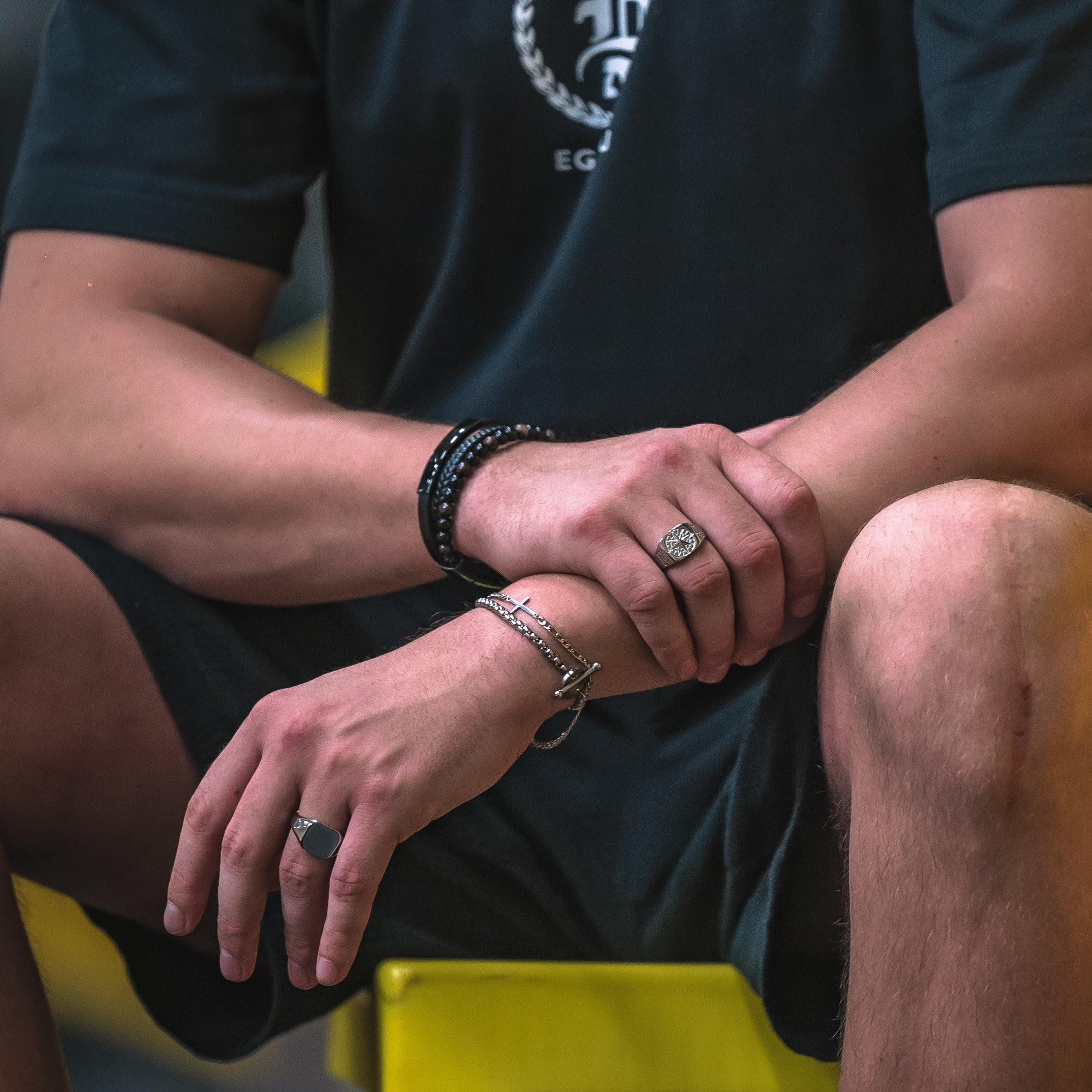 Slate Læder og Perle Armbånd