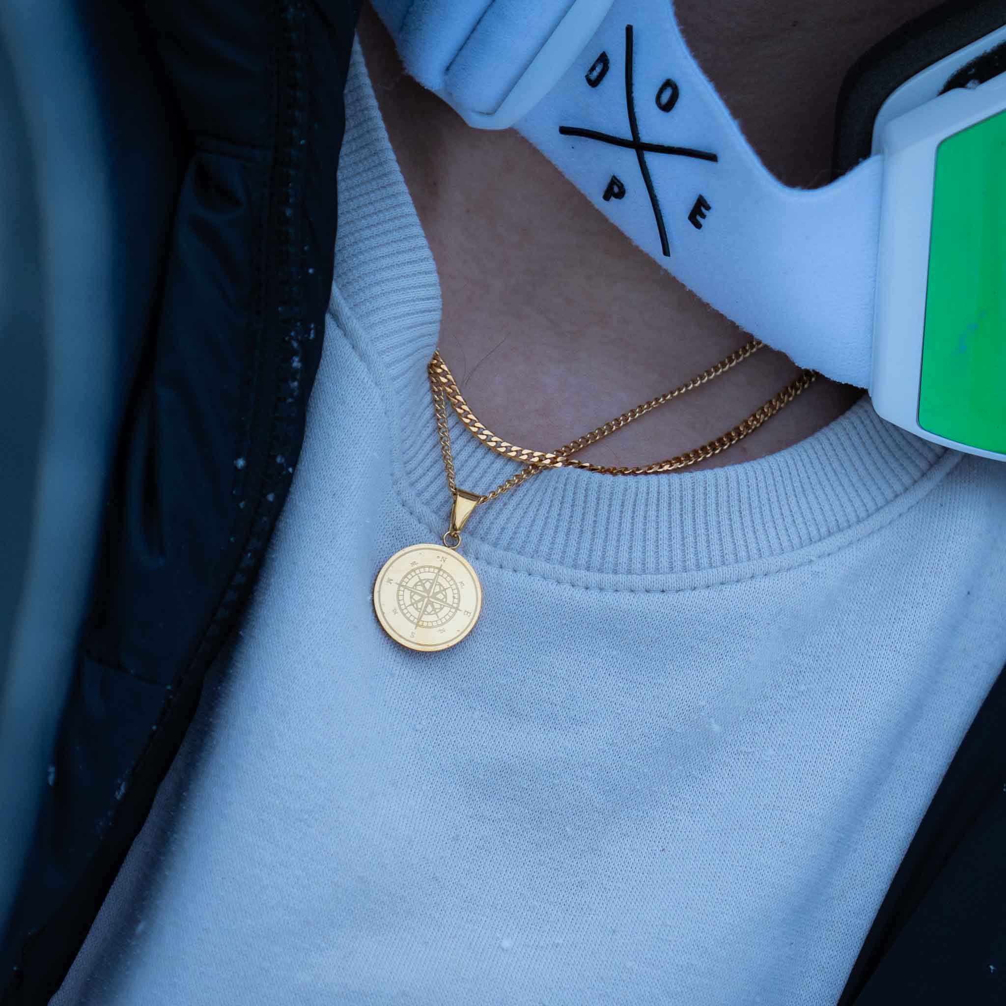 Compass halskæde - Guldtonet