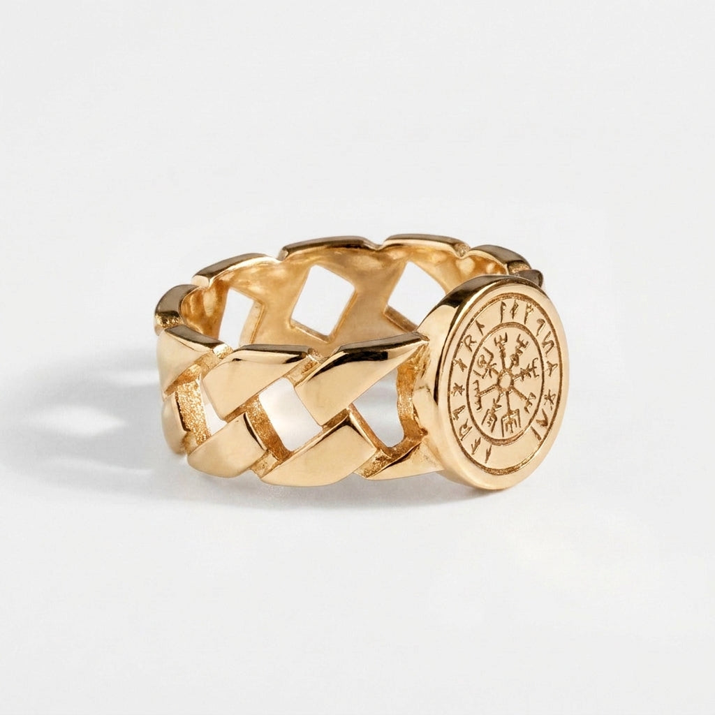 VEGVISIR CHAIN SIGNET RING (GULD)