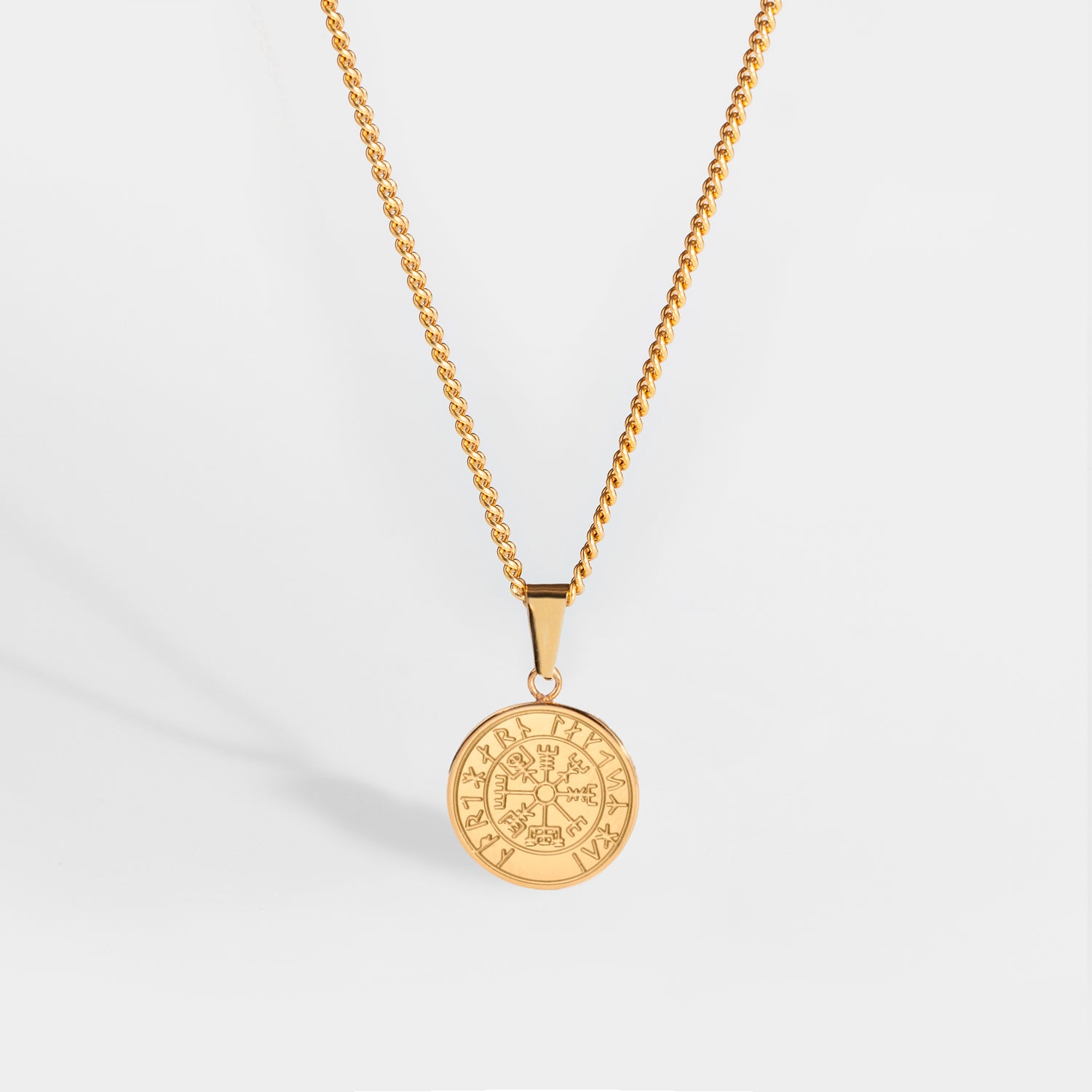 Minimal Vegvisir halskæde - Guldtonet