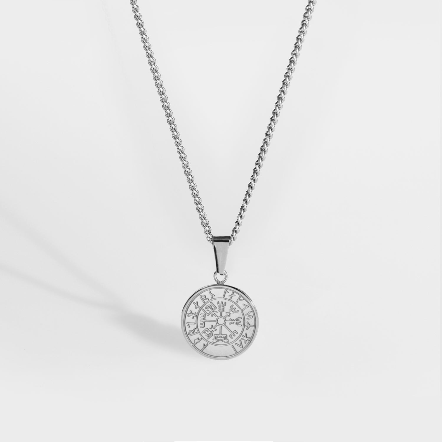 Minimal Vegvisir halskæde - Sølvtonet