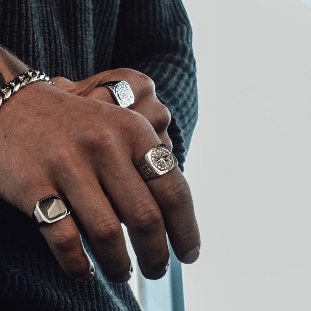 Compass Oversize Signature - Sølvtonet ring