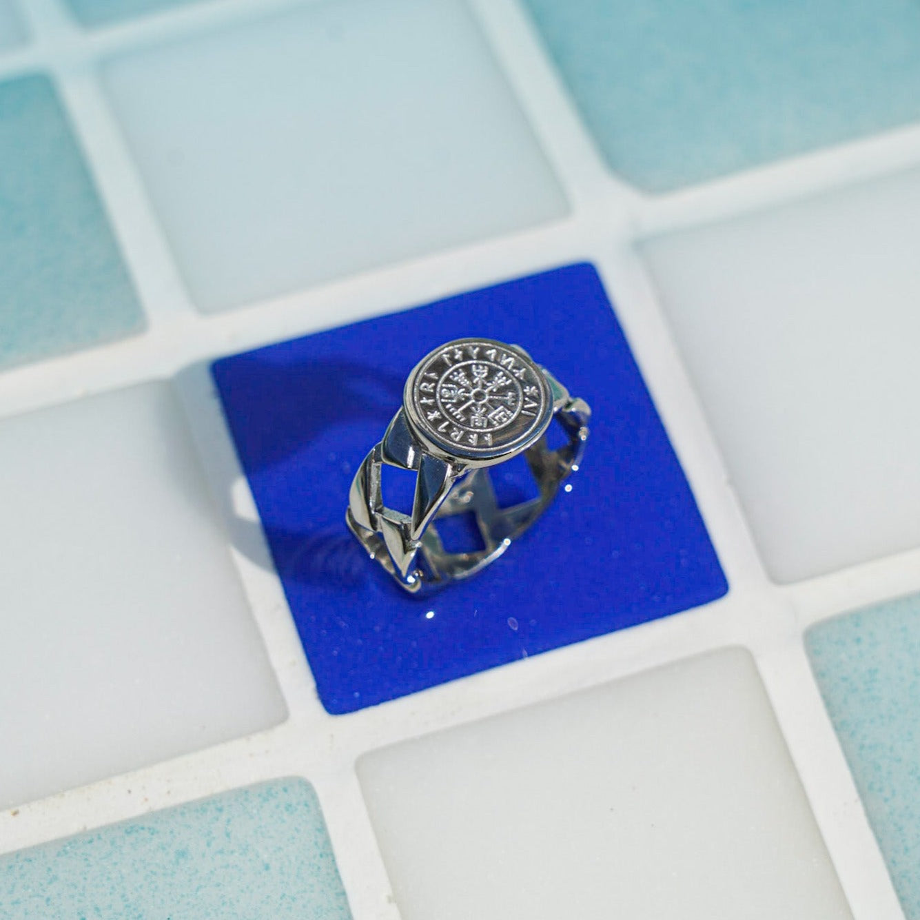 Vegvisir Chain Signature - Sølvtonet ring
