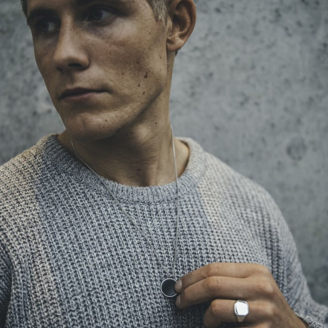 Black Onyx halskæde - Sølvtonet