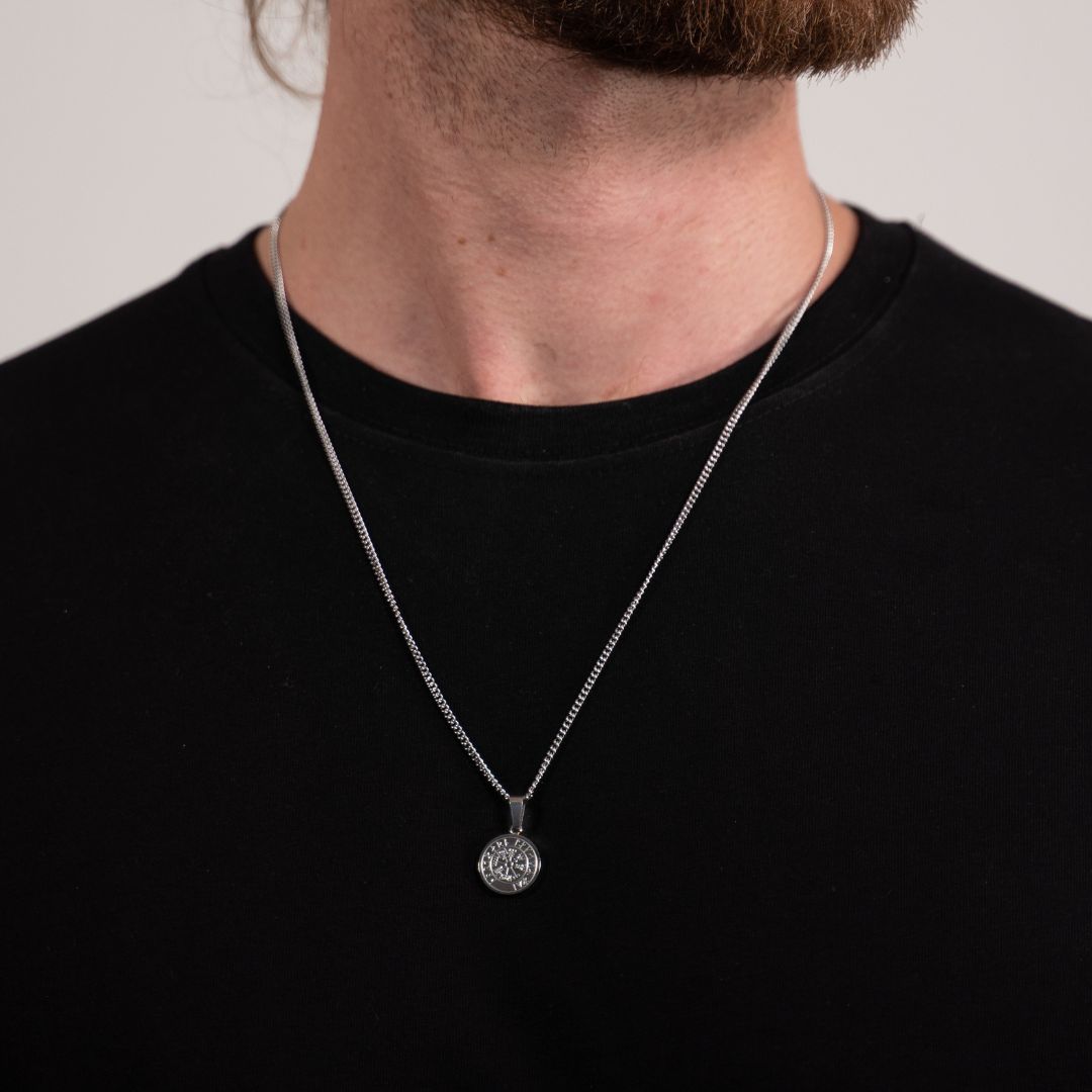 Minimal Vegvisir halskæde - Sølvtonet