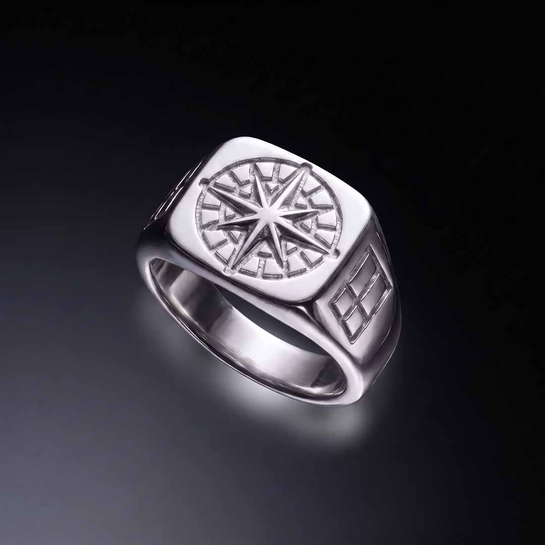 COMPASS SIGNET RING (SØLV)