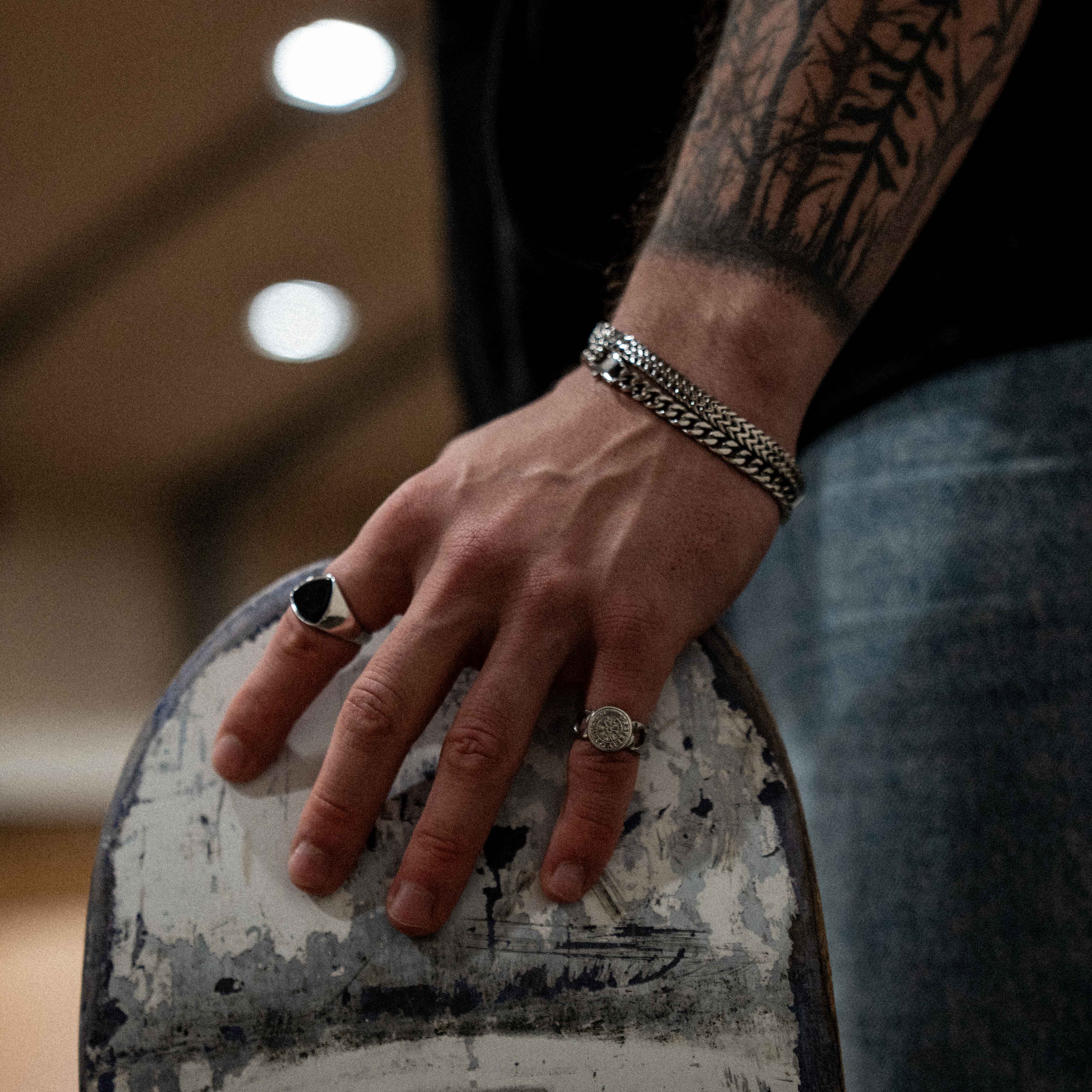 Black Onyx Polygon Signature - Sølvtonet ring