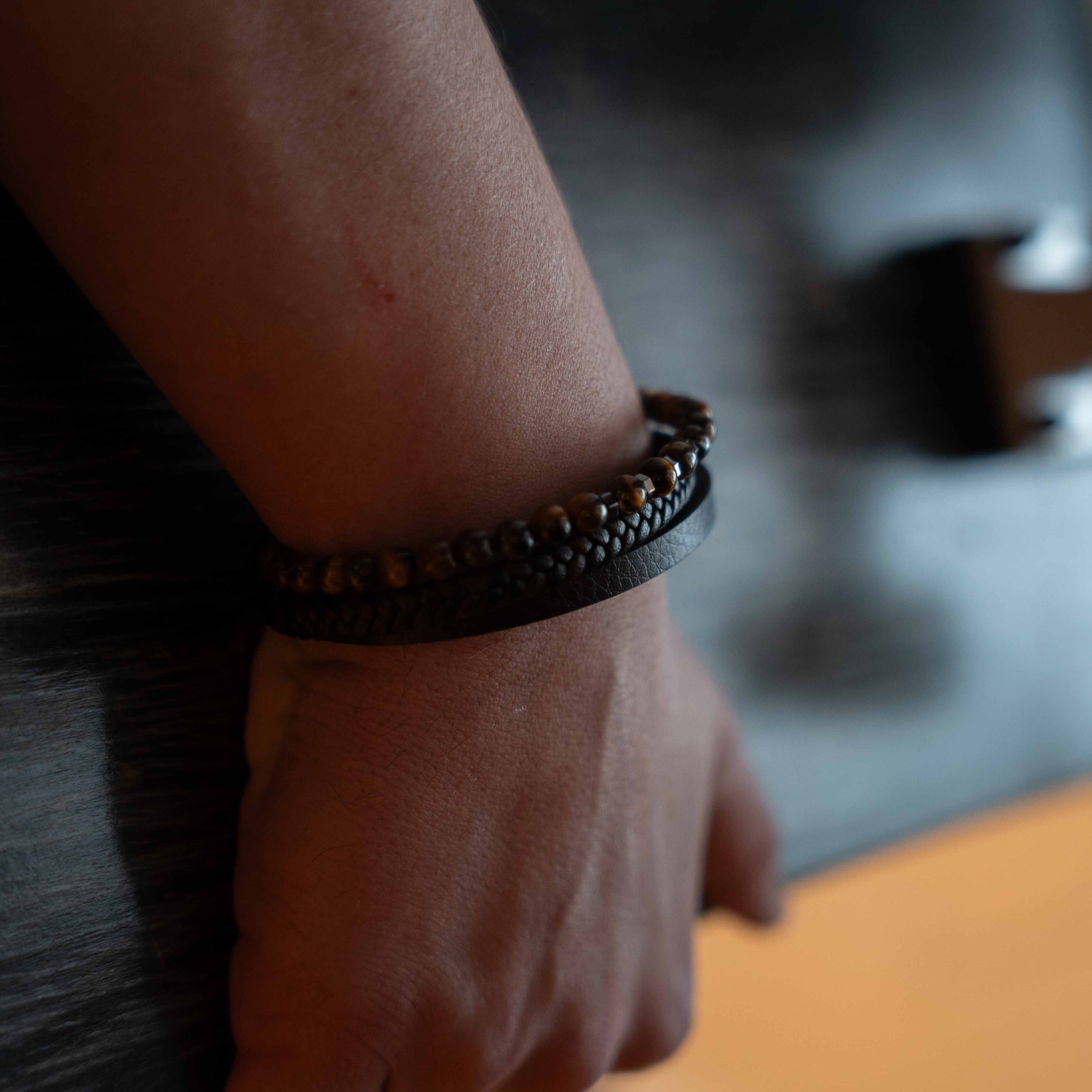 Ember Læder og Perler Armbånd