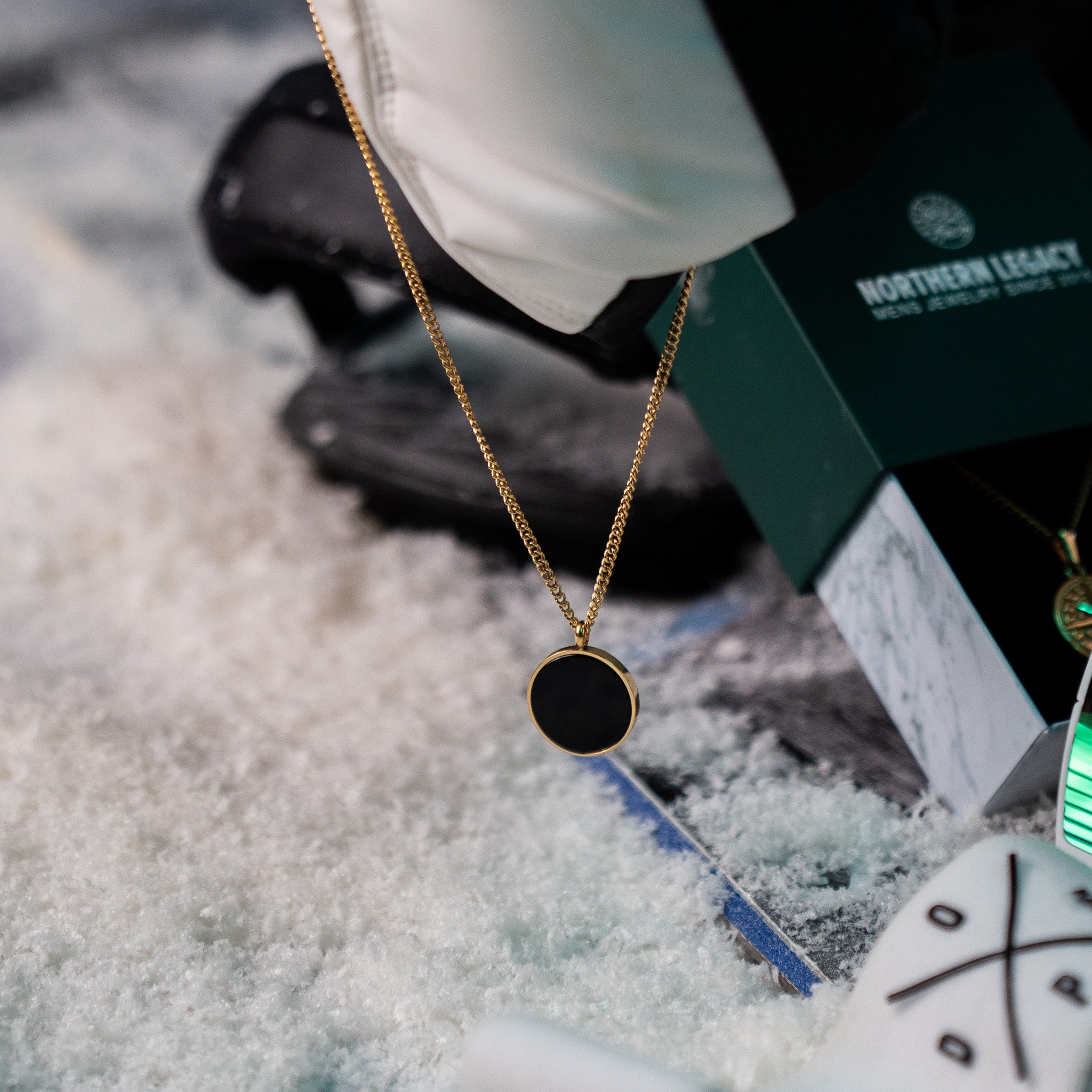 Black Onyx halskæde - Guldtonet