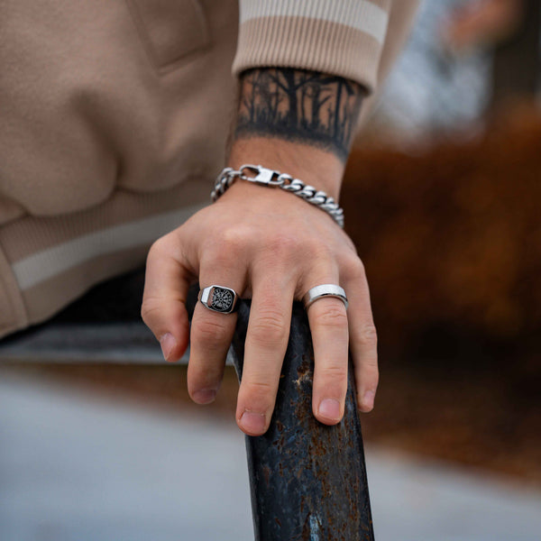 SIEMPRE VEGVISIR BAND RING (SØLV)