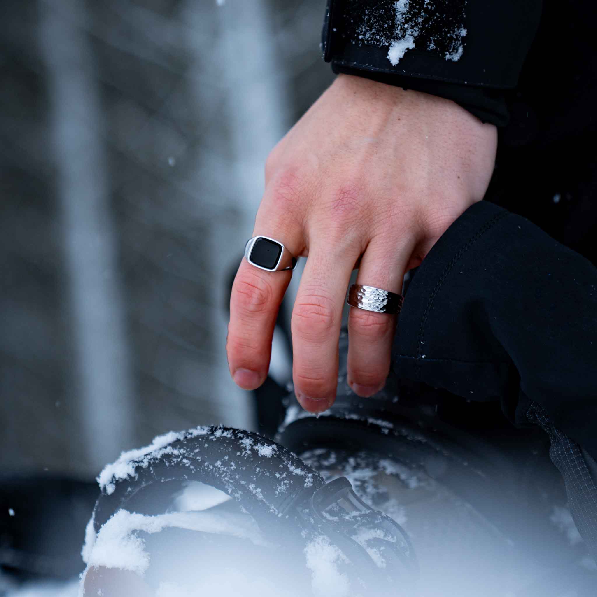 Black Onyx Signature - Sølvtonet ring