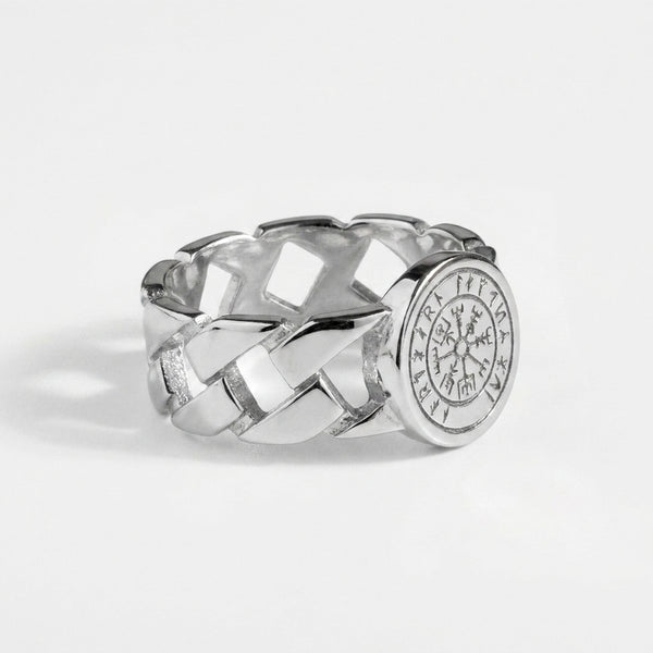 VEGVISIR CHAIN SIGNET RING (SØLV)