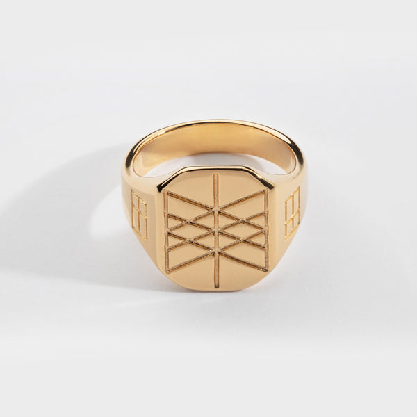 WEB OF WYRD SIGNET RING (GULD)