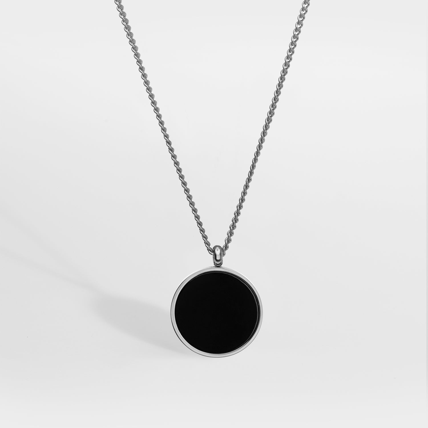Black Onyx halskæde - Sølvtonet