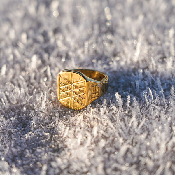WEB OF WYRD SIGNET RING (GULD)