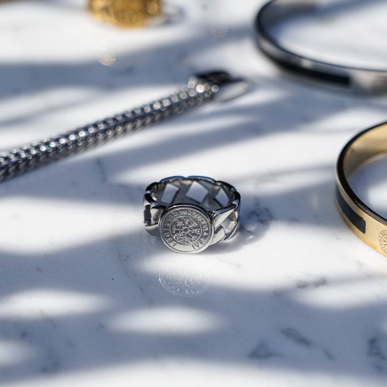 Vegvisir Chain Signature - Sølvtonet ring