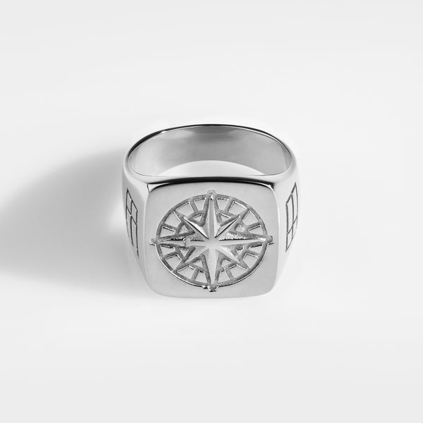 COMPASS OVERSIZE SIGNET RING (SØLV)