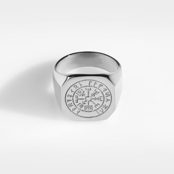 VEGVISIR OVERSIZE SIGNET RING (SØLV)
