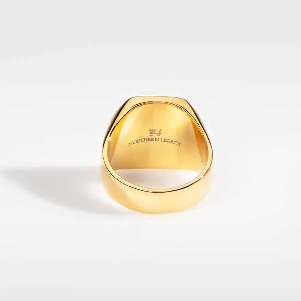 BLACK ONYX OVERSIZE SIGNET RING (GULD)