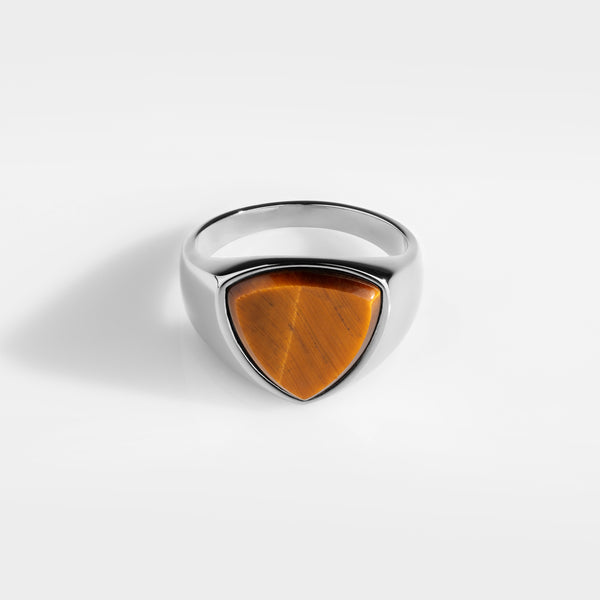 TIGEREYE POLYGON SIGNET RING (SØLV)
